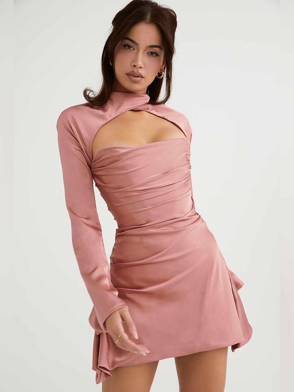 House of CB Toira Rose Satin Draped Corset Mini Dress Size XS NWOT